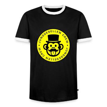 Junggesellen Crew Affe - Männer Kontrast-T-Shirt - Schwarz/Weiß - Vorne - AI Model Female 172 light (172cm) & AI Model Male 178 light (178cm)