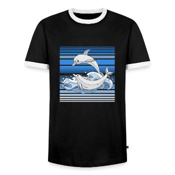 Delphine - Männer Kontrast-T-Shirt - Schwarz/Weiß - Vorne - AI Model Female 172 light (172cm) & AI Model Male 178 light (178cm)