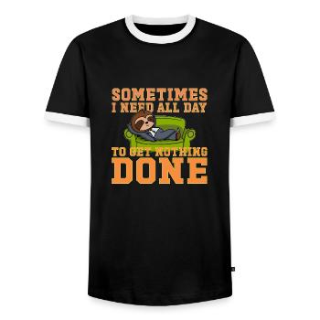 Sometimes I Need All Day Sloth - Men's Ringer Shirt - black/white - Front - AI Model Female 172 light (172cm) & AI Model Male 178 light (178cm)