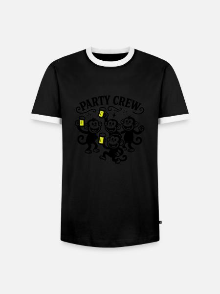 Party Crew Monkey Beer - Men's Ringer Shirt - black/white