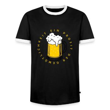 Ein Prosit der Gemütlichkeit - Männer Kontrast-T-Shirt - Schwarz/Weiß - Vorne - AI Model Female 172 light (172cm) & AI Model Male 178 light (178cm)