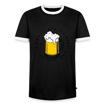 Ein Prosit der Gemütlichkeit - Men's Ringer Shirt - black/white - Front - AI Model Female 172 light (172cm) & AI Model Male 178 light (178cm)