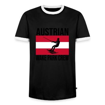 Austrian Wake Crew Wakeboard Shirt - Men's Ringer Shirt - black/white - Front - AI Model Female 172 light (172cm) & AI Model Male 178 light (178cm)