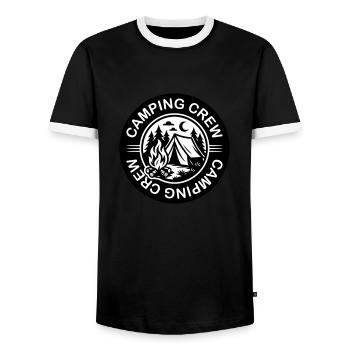 Camping Crew Zelt Lagerfeuer - Männer Kontrast-T-Shirt - Schwarz/Weiß - Vorne - AI Model Female 172 light (172cm) & AI Model Male 178 light (178cm)