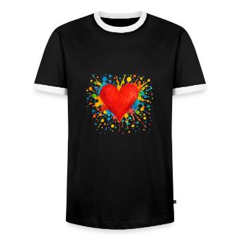 herz klecks - Männer Kontrast-T-Shirt - Schwarz/Weiß - Vorne - AI Model Female 172 light (172cm) & AI Model Male 178 light (178cm)