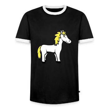 Pferd Süß Pony Fohlen Pferdemädchen Niedlich Comic - Männer Kontrast-T-Shirt - Schwarz/Weiß - Vorne - AI Model Female 172 light (172cm) & AI Model Male 178 light (178cm)