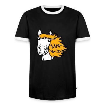 Pferd Süß Pony Fohlen Lange Haare Niedlich Comic - Männer Kontrast-T-Shirt - Schwarz/Weiß - Vorne - AI Model Female 172 light (172cm) & AI Model Male 178 light (178cm)