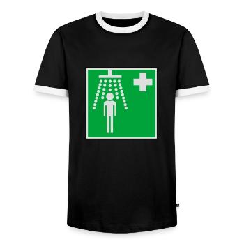 Clean Douche hôpital - T-shirt contrasté Homme - noir/blanc - Devant - AI Model Female 172 light (172cm) & AI Model Male 178 light (178cm)