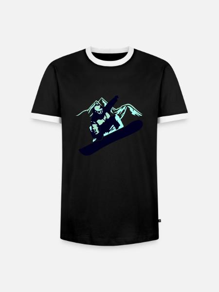 Snowboarder Mountain - Männer Kontrast-T-Shirt - Schwarz/Weiß