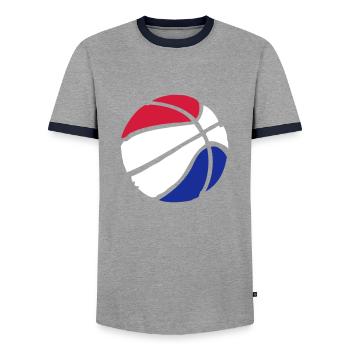 Basket-ball Basketball Basket - T-shirt contrasté Homme - gris/marine  - Devant - AI Model Female 172 light (172cm) & AI Model Male 178 light (178cm)