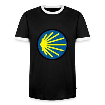 jakobsweg rund - Männer Kontrast-T-Shirt - Schwarz/Weiß - Vorne - AI Model Female 172 light (172cm) & AI Model Male 178 light (178cm)