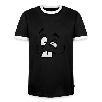 Visage comique souriant avec de grandes dents de lapin - T-shirt contrasté Homme - noir/blanc - Devant - AI Model Female 172 light (172cm) & AI Model Male 178 light (178cm)