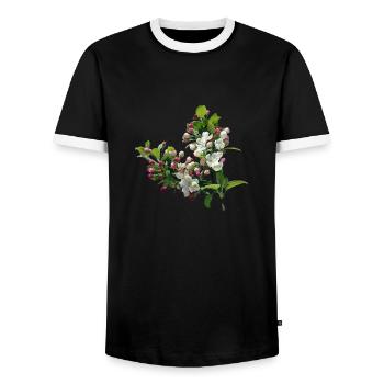Frühling Apfelblüte - Männer Kontrast-T-Shirt - Schwarz/Weiß - Vorne - AI Model Female 172 light (172cm) & AI Model Male 178 light (178cm)