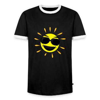 sun_shine_cool_f3 - Men's Ringer Shirt - black/white - Front - AI Model Female 172 light (172cm) & AI Model Male 178 light (178cm)