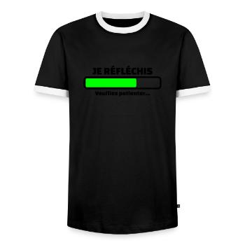 je réfléchis veuillez patienter - T-shirt contrasté Homme - noir/blanc - Devant - AI Model Female 172 light (172cm) & AI Model Male 178 light (178cm)