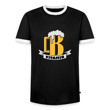 B vitamin - Men's Ringer Shirt - black/white - Front - AI Model Female 172 light (172cm) & AI Model Male 178 light (178cm)