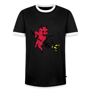 sp7_kegelteufel_3c - Männer Kontrast-T-Shirt - Schwarz/Weiß - Vorne - AI Model Female 172 light (172cm) & AI Model Male 178 light (178cm)