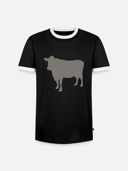 Kuh - Männer Kontrast-T-Shirt - Schwarz/Weiß