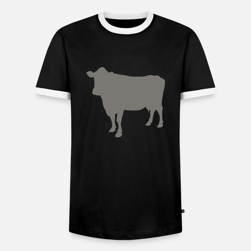 cow - Men's Ringer Shirt - black/white
