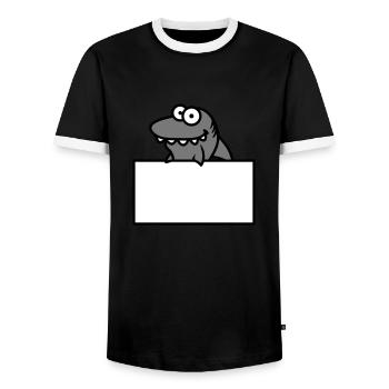 hai shield funny frame wall show comic cartoo - Men's Ringer Shirt - black/white - Front - AI Model Female 172 light (172cm) & AI Model Male 178 light (178cm)