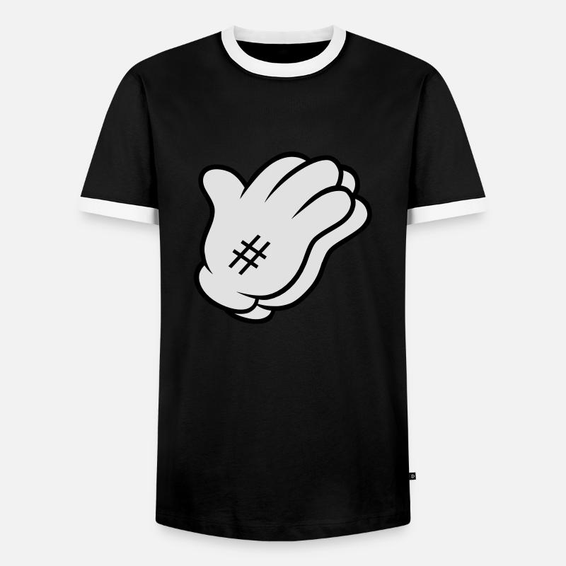 Comic Hand Pray - Männer Kontrast-T-Shirt - Schwarz/Weiß