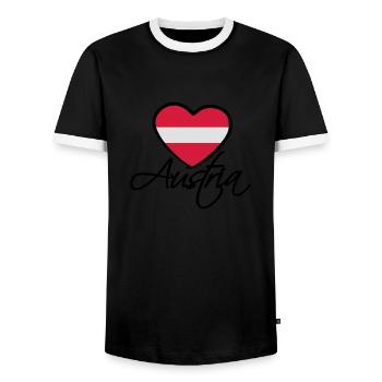 Austria Love Heart - T-shirt contrasté Homme - noir/blanc - Devant - AI Model Female 172 light (172cm) & AI Model Male 178 light (178cm)