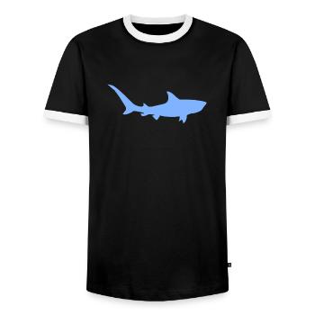 Tigerhai - Männer Kontrast-T-Shirt - Schwarz/Weiß - Vorne - AI Model Female 172 light (172cm) & AI Model Male 178 light (178cm)