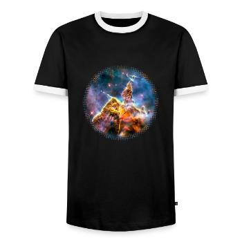 Mystic Mountain, Carina Nebula, Space, Galaxy, - T-shirt contrasté Homme - noir/blanc - Devant - AI Model Female 172 light (172cm) & AI Model Male 178 light (178cm)