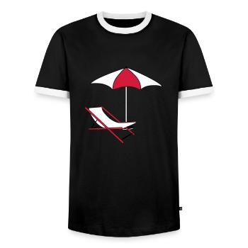 parasol parasol transat chaise de plage vacances - T-shirt contrasté Homme - noir/blanc - Devant - AI Model Female 172 light (172cm) & AI Model Male 178 light (178cm)