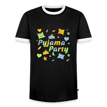 Pajama party for a fun girls night out - Men's Ringer Shirt - black/white - Front - AI Model Female 172 light (172cm) & AI Model Male 178 light (178cm)