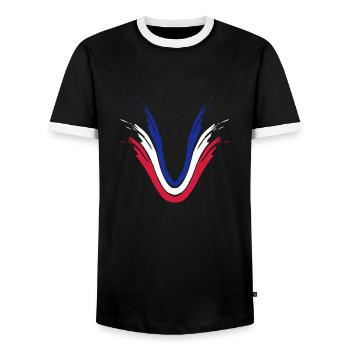 herkunft fan pinsel striche frankreich flagge farb - Männer Kontrast-T-Shirt - Schwarz/Weiß - Vorne - AI Model Female 172 light (172cm) & AI Model Male 178 light (178cm)