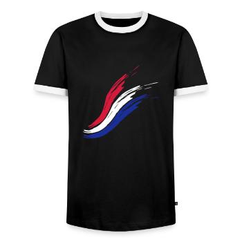 France flag color painted drop team homeland - Men's Ringer Shirt - black/white - Front - AI Model Female 172 light (172cm) & AI Model Male 178 light (178cm)