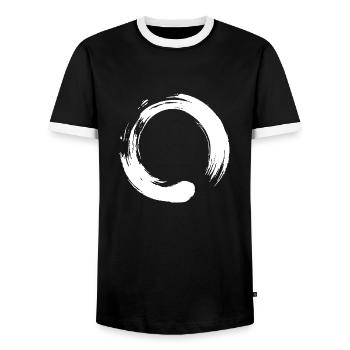 Cercle de yoga avec calligraphie bouddhiste symbole Enso Zen - T-shirt contrasté Homme - noir/blanc - Devant - AI Model Female 172 light (172cm) & AI Model Male 178 light (178cm)