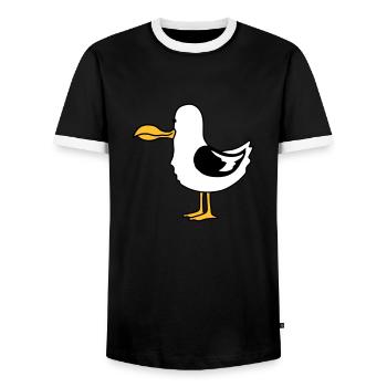 funny moeve beach bird hunger - Men's Ringer Shirt - black/white - Front - AI Model Female 172 light (172cm) & AI Model Male 178 light (178cm)