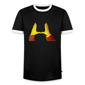 hands - T-shirt contrasté Homme - noir/blanc - Devant - AI Model Female 172 light (172cm) & AI Model Male 178 light (178cm)