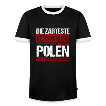 Polen - Zarte Versuchung - Männer Kontrast-T-Shirt - Schwarz/Weiß - Vorne - AI Model Female 172 light (172cm) & AI Model Male 178 light (178cm)