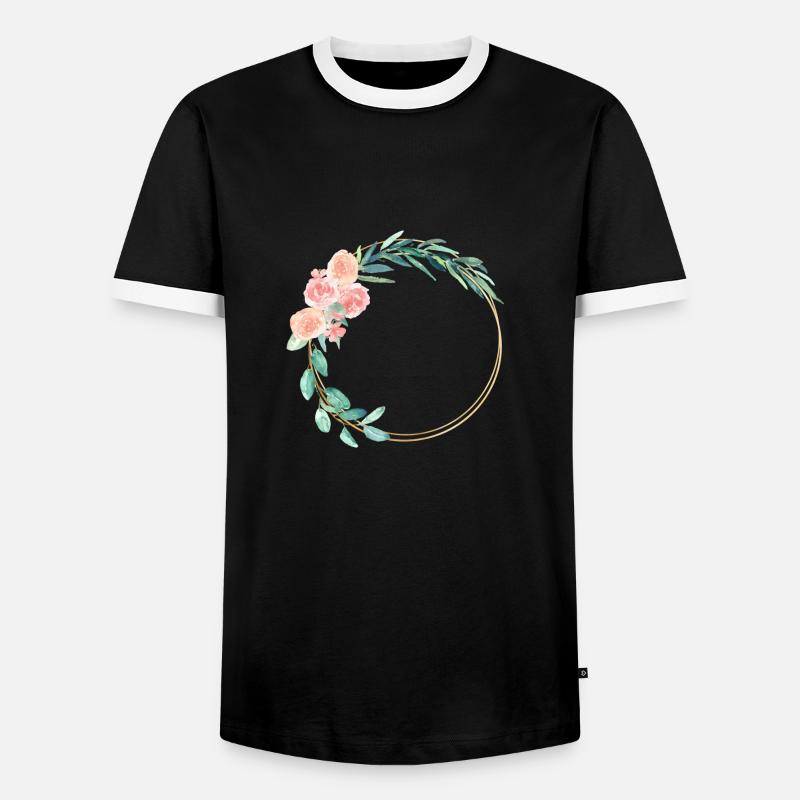 spring_wreath - Men's Ringer Shirt - black/white
