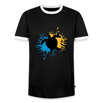 Blob of drops of turtle - Men's Ringer Shirt - black/white - Front - AI Model Female 172 light (172cm) & AI Model Male 178 light (178cm)