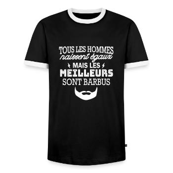 hommes naissent égaux les meilleurs sont barbus - T-shirt contrasté Homme - noir/blanc - Devant - AI Model Female 172 light (172cm) & AI Model Male 178 light (178cm)