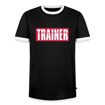 Logo de l'entraîneur rouge - T-shirt contrasté Homme - noir/blanc - Devant - AI Model Female 172 light (172cm) & AI Model Male 178 light (178cm)