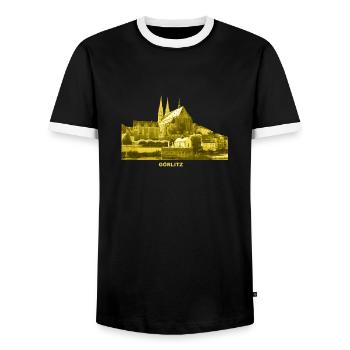 Görlitz Peterskirche Neiße Sachsen Oberlausitz - Männer Kontrast-T-Shirt - Schwarz/Weiß - Vorne - AI Model Female 172 light (172cm) & AI Model Male 178 light (178cm)