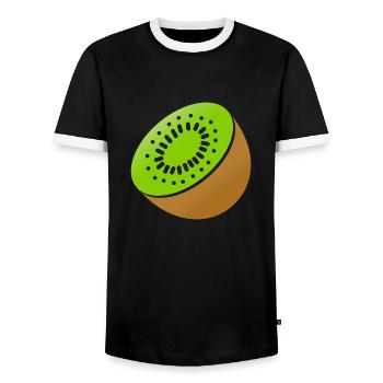 kiwi - Men's Ringer Shirt - black/white - Front - AI Model Female 172 light (172cm) & AI Model Male 178 light (178cm)