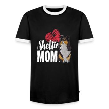 Sheltie Mom Gift for a Proud - Men's Ringer Shirt - black/white - Front - AI Model Female 172 light (172cm) & AI Model Male 178 light (178cm)