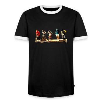 bmx - Men's Ringer Shirt - black/white - Front - AI Model Female 172 light (172cm) & AI Model Male 178 light (178cm)