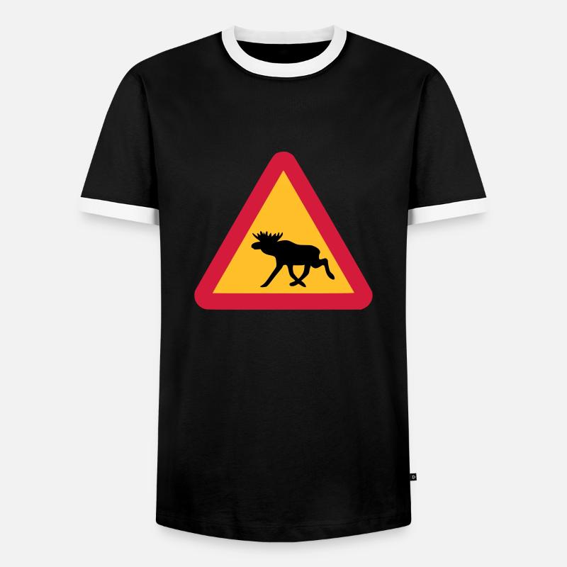 Elch - Männer Kontrast-T-Shirt - Schwarz/Weiß
