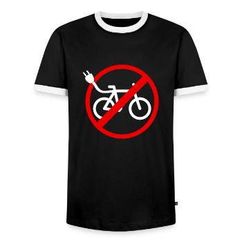 No e-bike bike - Men's Ringer Shirt - black/white - Front - AI Model Female 172 light (172cm) & AI Model Male 178 light (178cm)