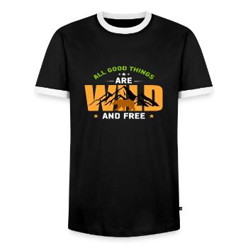 All good things are wild and free - Männer Kontrast-T-Shirt - Schwarz/Weiß - Vorne - AI Model Female 172 light (172cm) & AI Model Male 178 light (178cm)