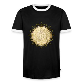 mandala bouddhisme spiritualité - T-shirt contrasté Homme - noir/blanc - Devant - AI Model Female 172 light (172cm) & AI Model Male 178 light (178cm)