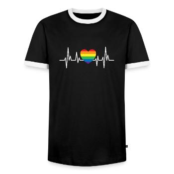 Puls Pride Transgenre LGBT Droits cadeaux - T-shirt contrasté Homme - noir/blanc - Devant - AI Model Female 172 light (172cm) & AI Model Male 178 light (178cm)
