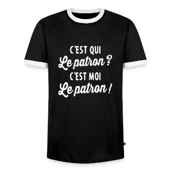 C'est Qui Le Patron C'est Moi Le Patron - T-shirt contrasté Homme - noir/blanc - Devant - AI Model Female 172 light (172cm) & AI Model Male 178 light (178cm)